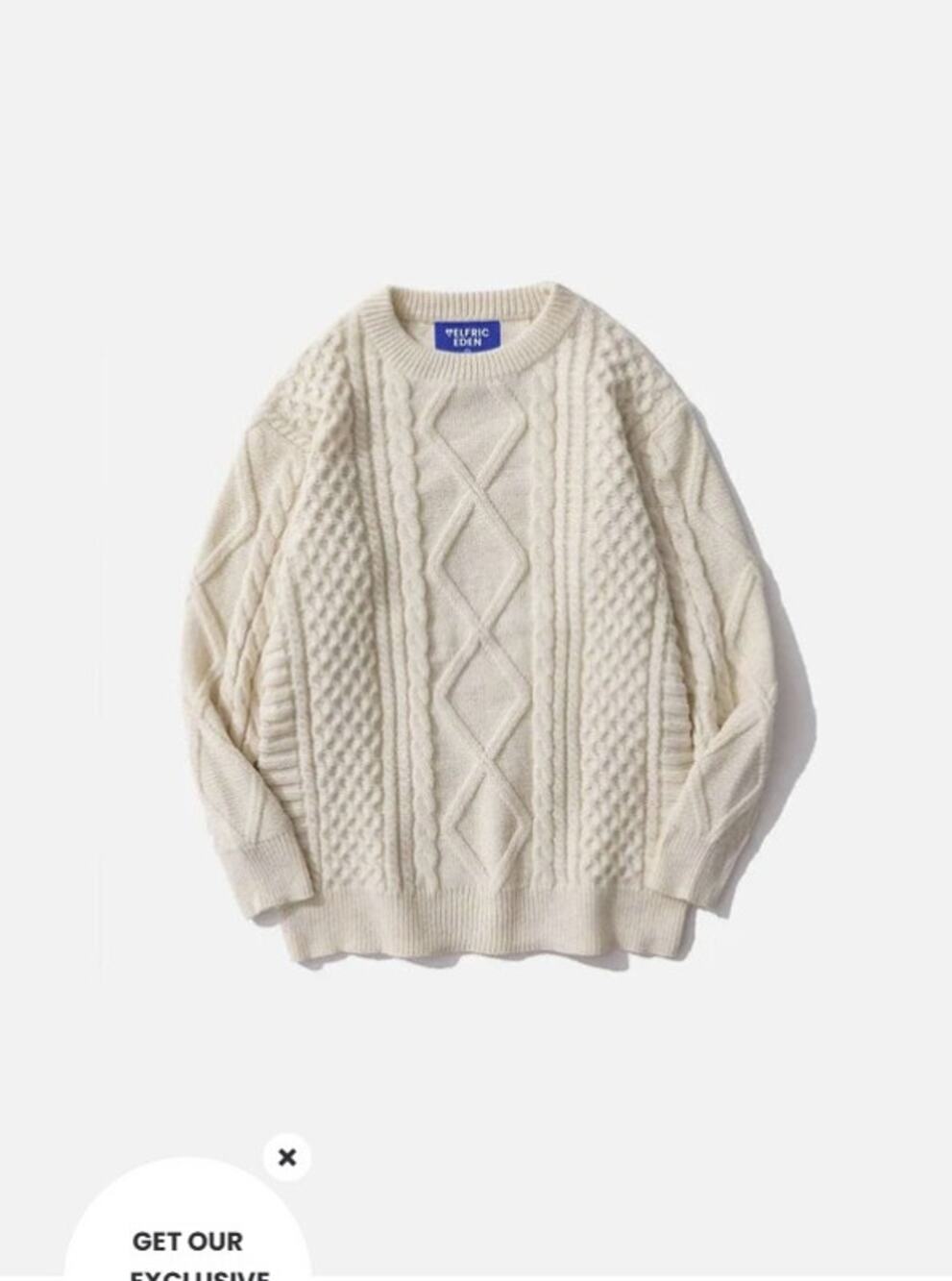 Aelfric Eden Retro 90s White Chunky Cable Knit Sweater Women XL Cottagecore Chic